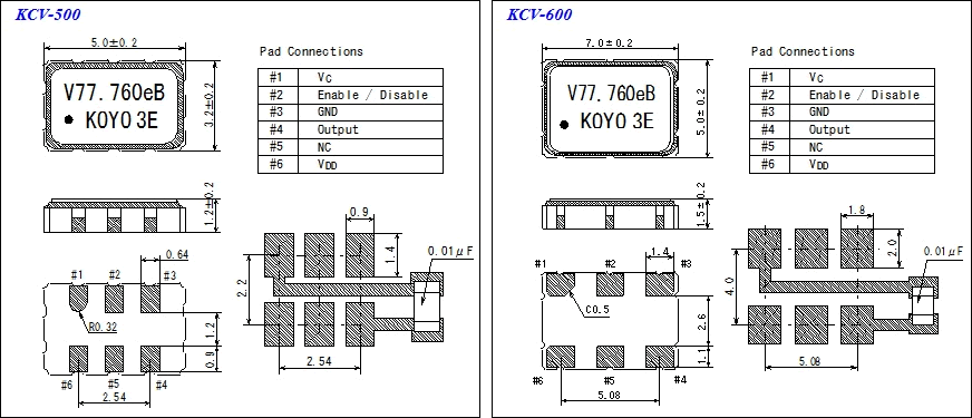 電圧制御 水晶発振器 KCV 外形寸法