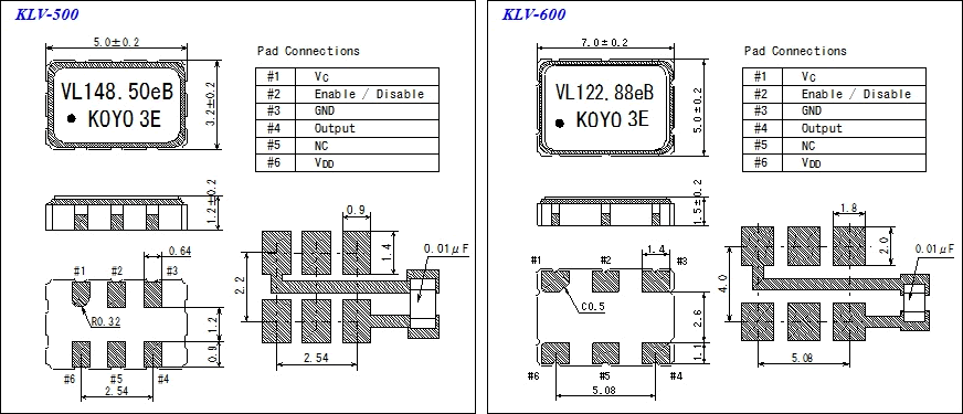 電圧制御 水晶発振器 KLV 外形寸法