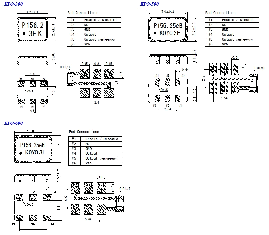 クロック用 水晶発振器 KPO 外形寸法