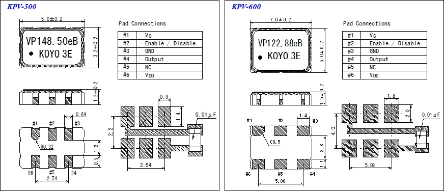 電圧制御 水晶発振器 KPV 外形寸法