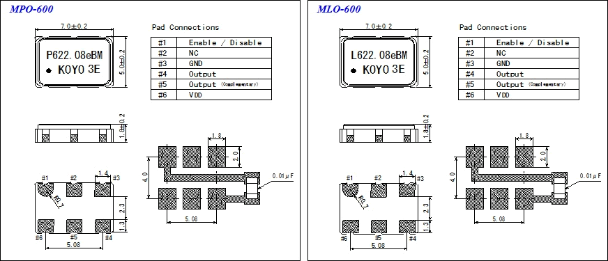 クロック用 水晶発振器 MPO 外形寸法
